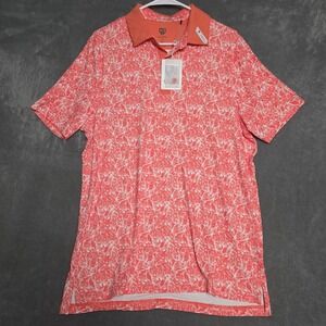 Graham Luxe Magic Star Polo Perfect Coral Men's Size M Short Sleeve NWT
